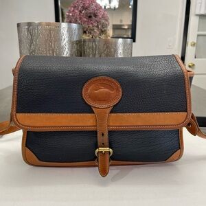 Vintage Dooney & Bourke All Weather Leather Crossbody Bag Navy Brown